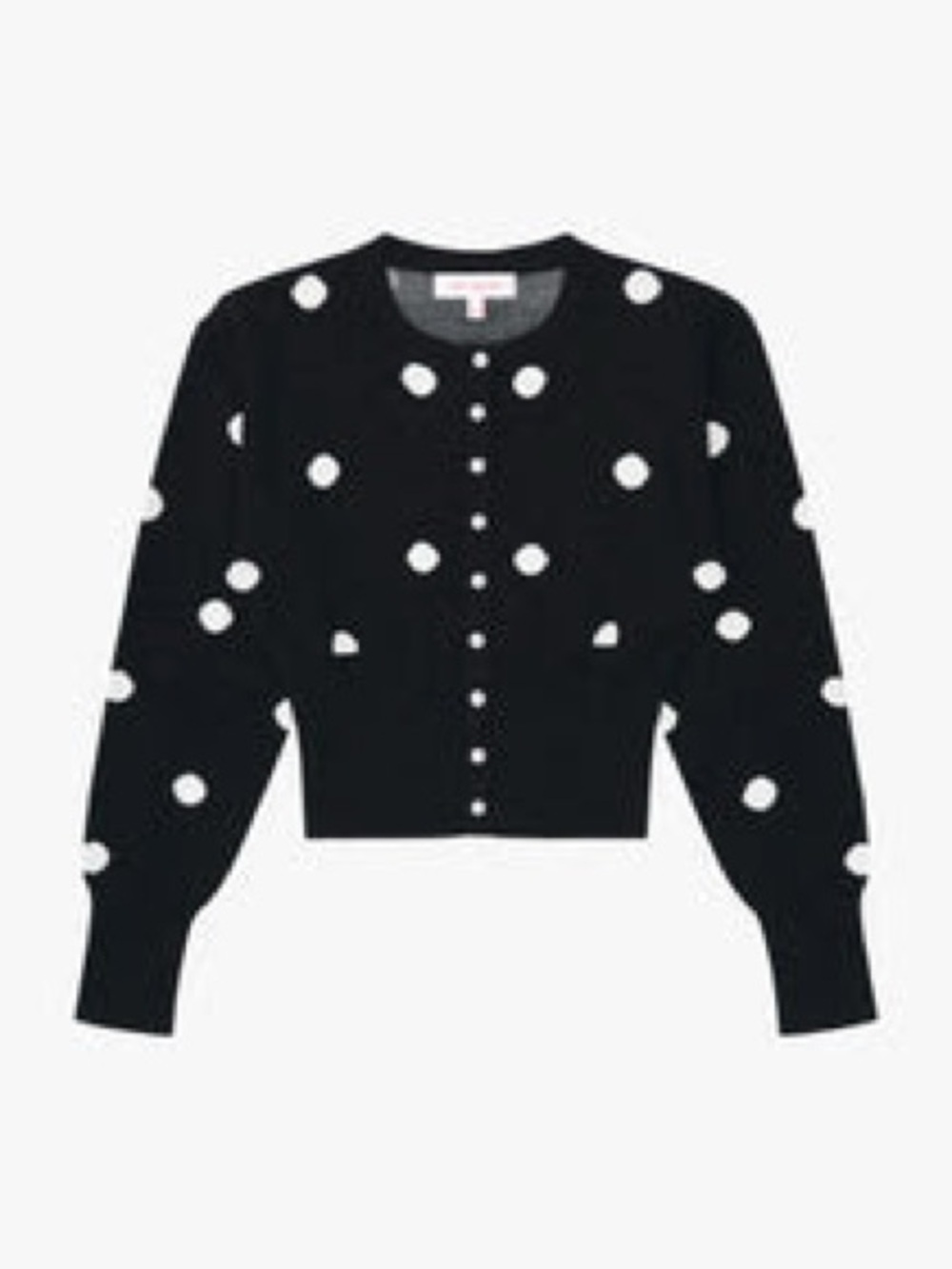 Lisa Says Gah Black Cropped Cardigan with White Polka Dots NWT